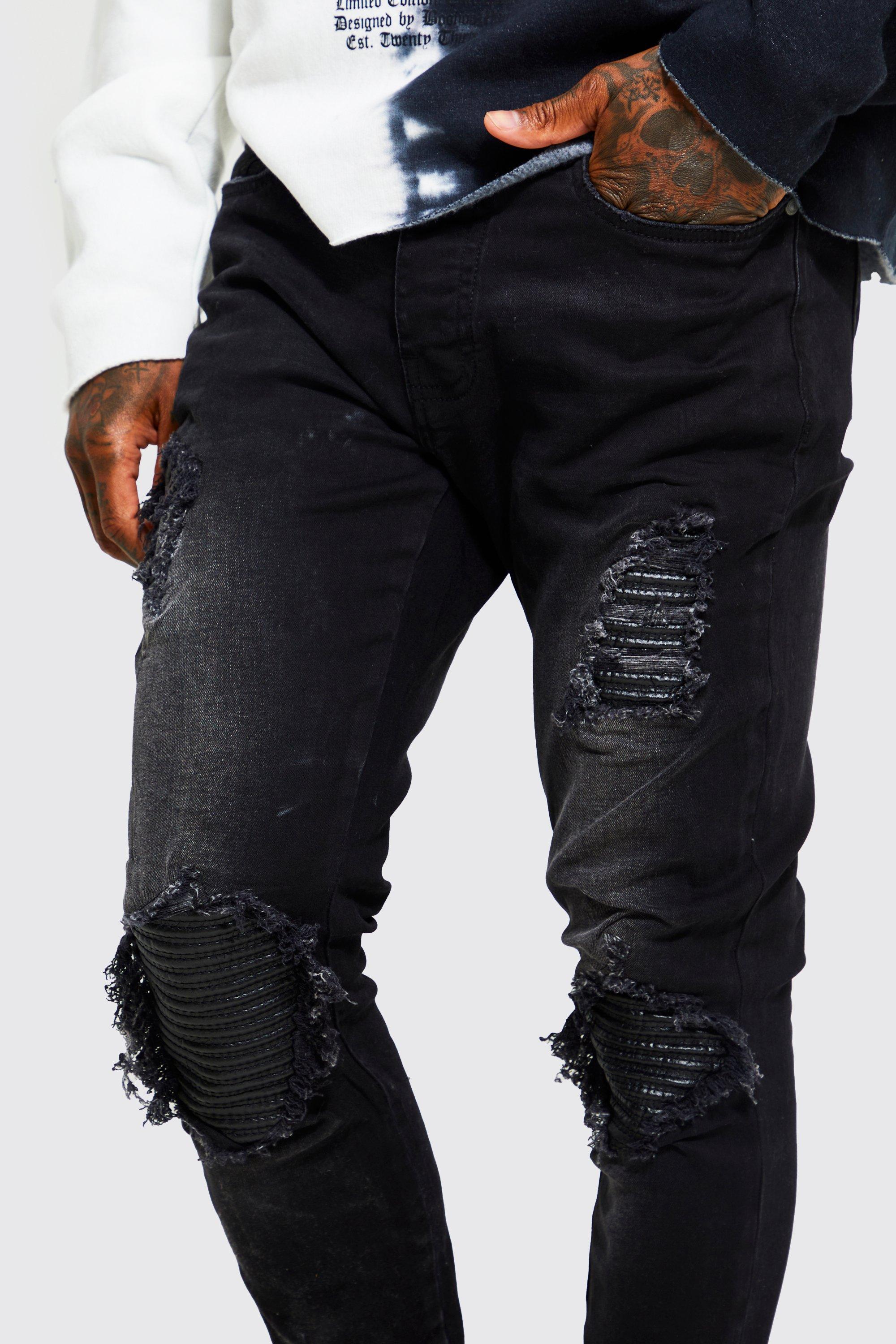 Black biker jeans hotsell